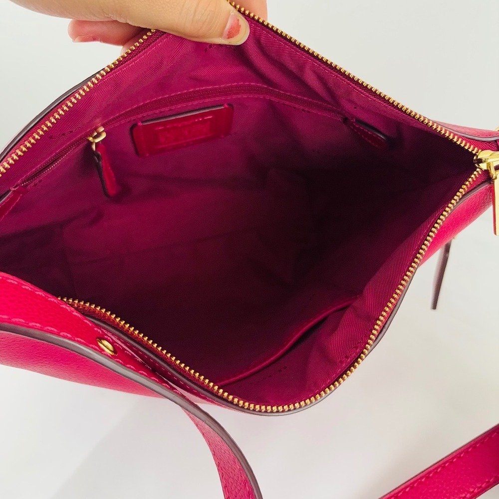 Coach Crossbody Dufflette Rare Fuchsia Pink Pebbled Leather Bag 21377 - Picture 10 of 13